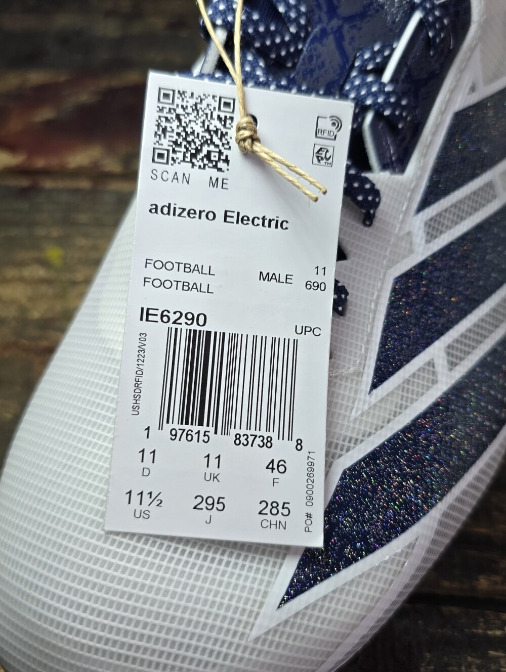 adidas Adizero Electric Men's Football Cleats White/Navy Blue Size 11.5 (IE6290) - Picture 8 of 8